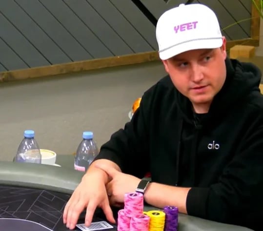 Matthew "Keyboard Monkey KBM" Kolibas seated playing high stakes cash games at The Lodge Card Club