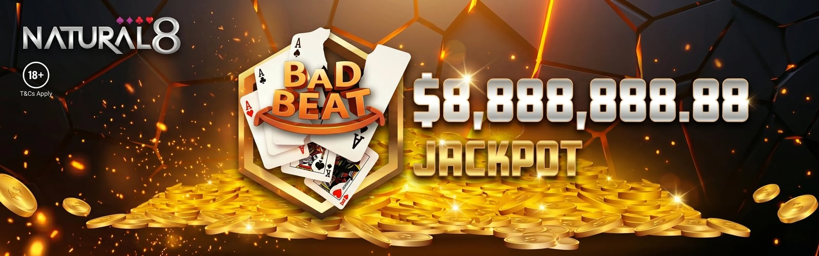 Natural8 Bad Beat Jackpot - $8,888,888.88