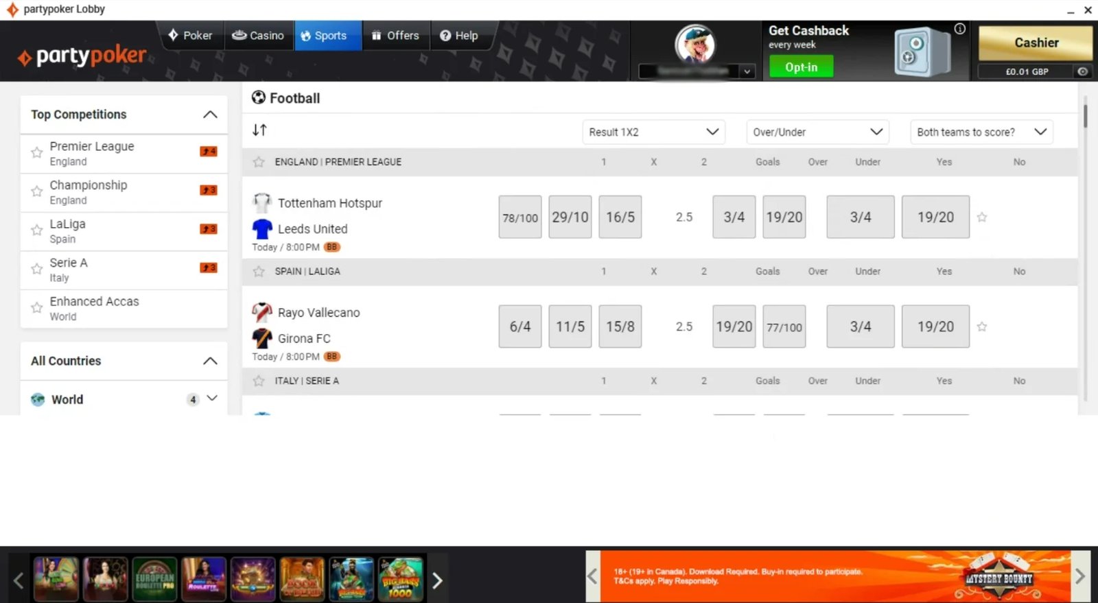 PartyPoker UK sportsbook