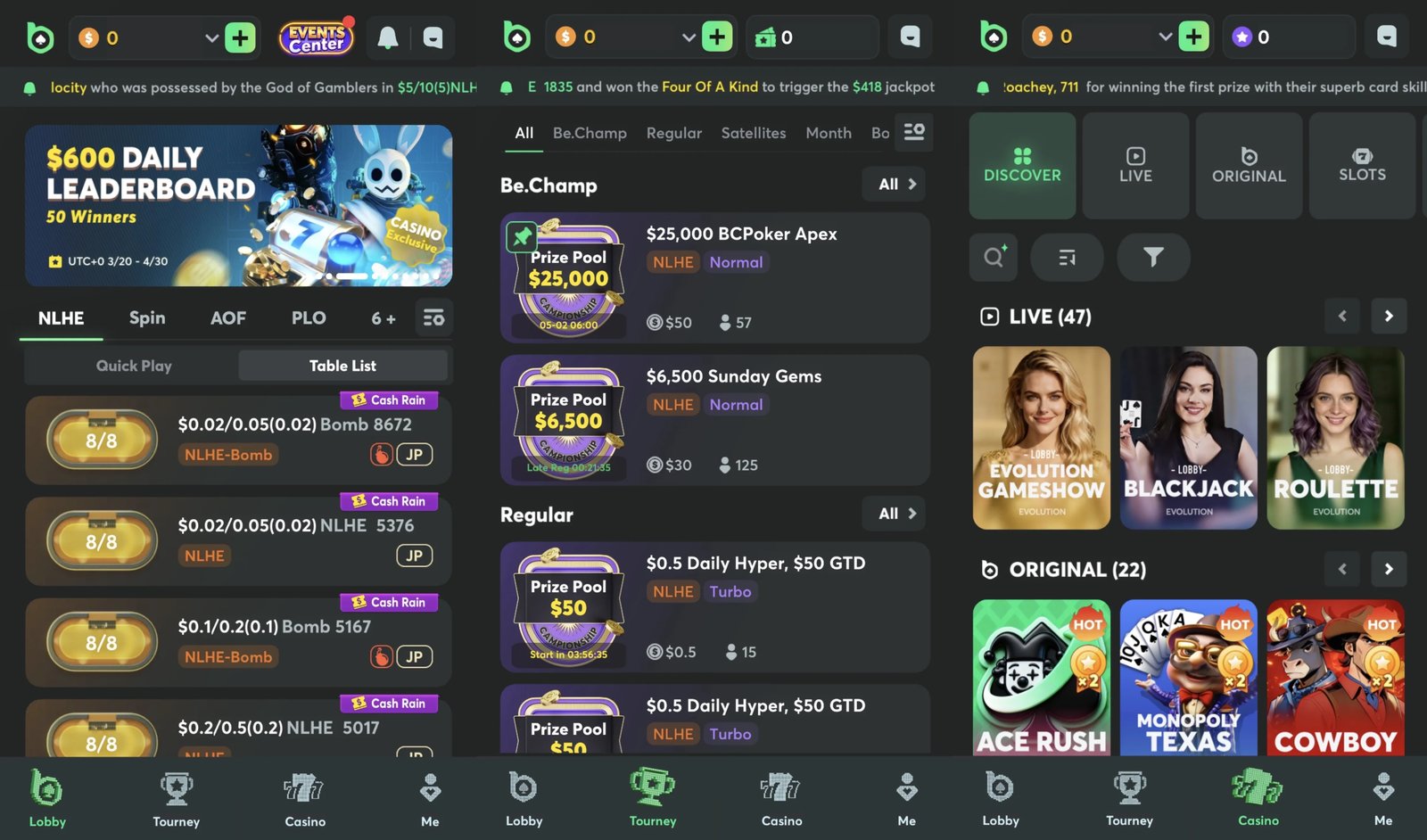 BCPoker mobile in-browser experience BCPoker mobile in-browser experience