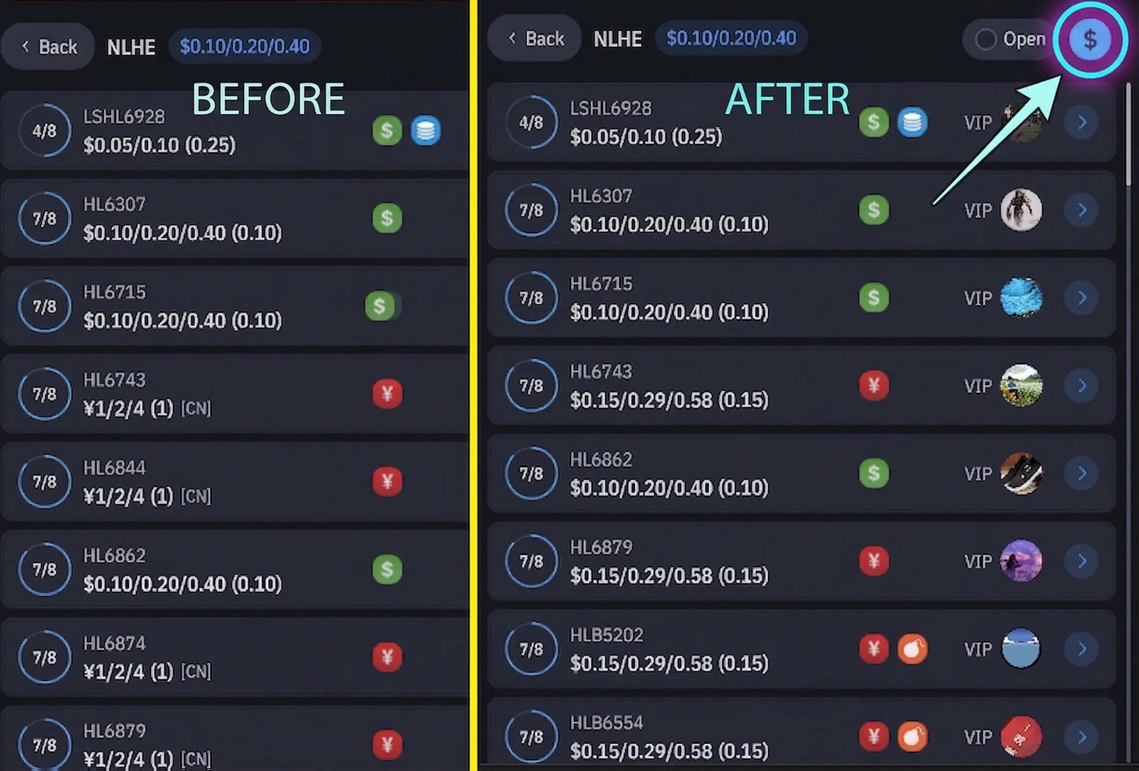 WPT Global - Desktop client before and after converting currency to USD