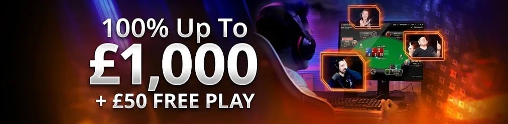 PartyPoker UK Welcome Bonus PartyPoker UK Welcome Bonus 100% Deposit Match Up To £1,000 + £50 FREE PLAY