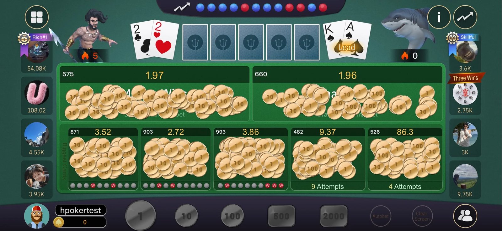 WPT Global proprietary "Poker Master" casino game, betting round