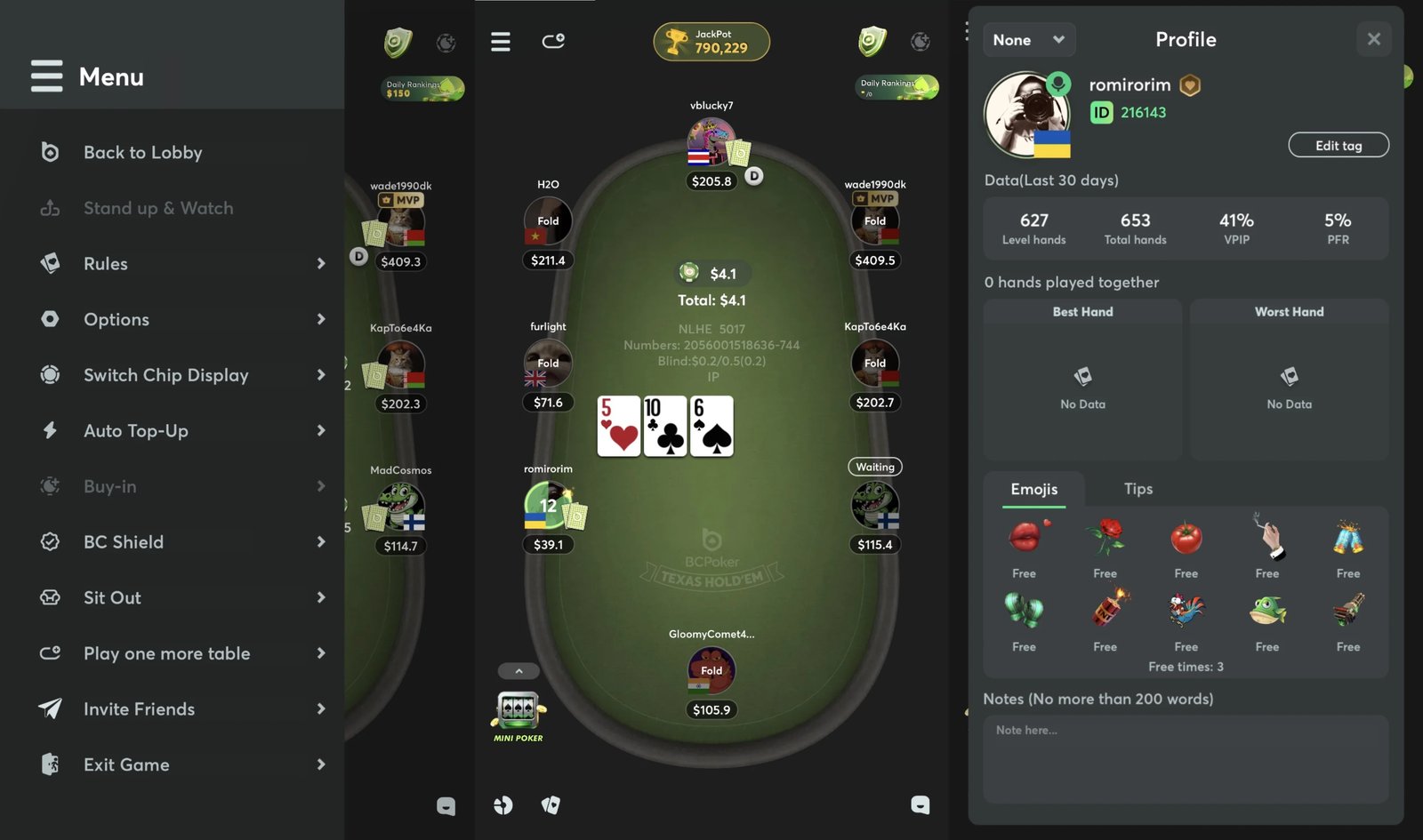 BCPoker Mobile Browser Poker Table Layout BCPoker Mobile Browser Poker Table Layout